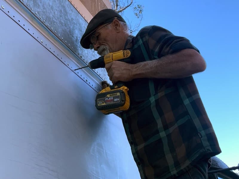 Exterior panel work with power drill